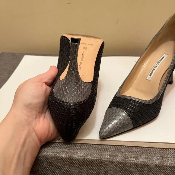 manolo blahnik kitten heel shoes size 8 - Picture 7 of 8